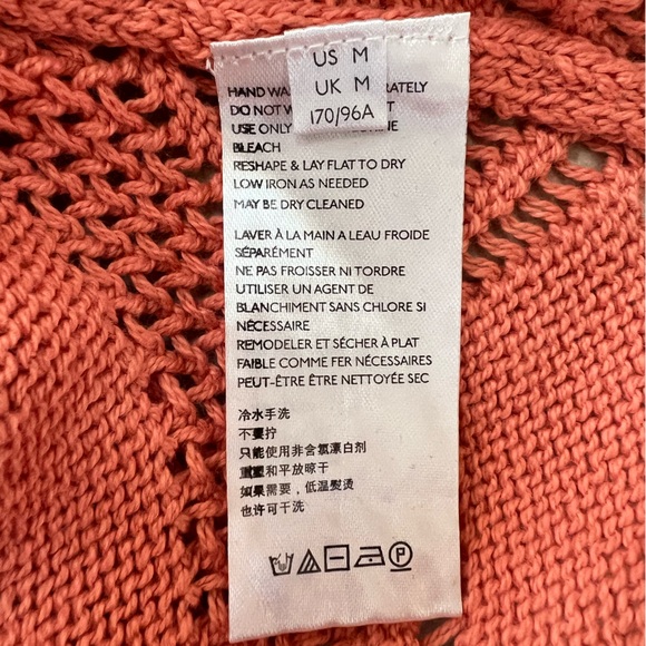 Free People Beach NWT Morgan Fauxchet Knit Tie Front Cardigan in Coral Orange, M - Picture 10 of 14